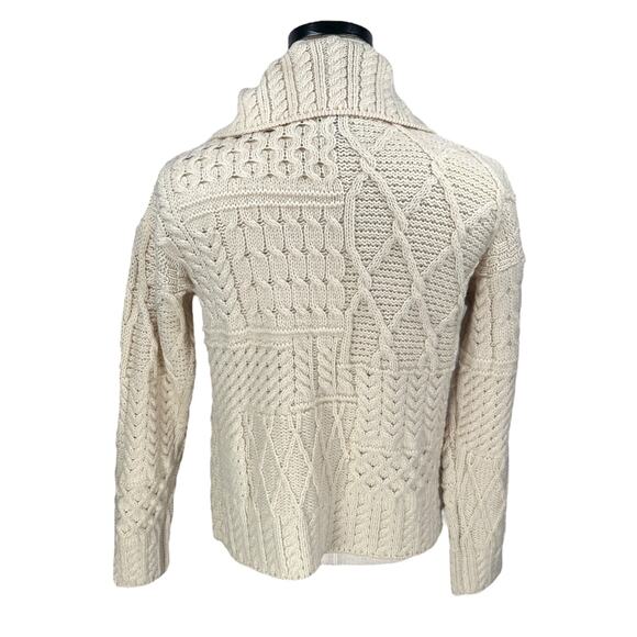 Standun Wrap Cardigan Sweater Women’s Medium Cream Ivory Ireland Merino Wool - Picture 2 of 10